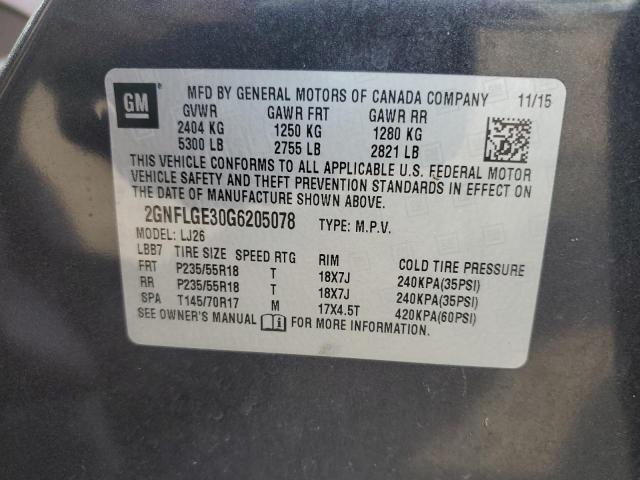 2016 CHEVROLET EQUINOX LTZ 2GNFLGE30G6205078