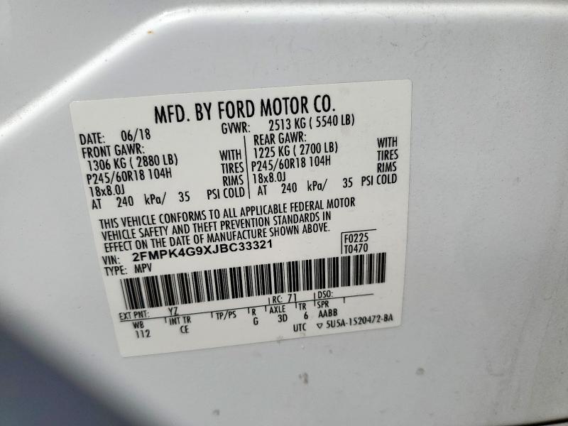2018 FORD EDGE SE 2FMPK4G9XJBC33321