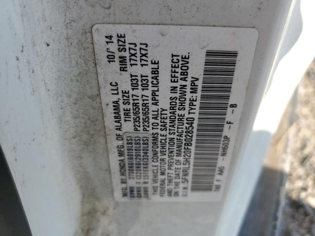 2015 HONDA ODYSSEY VA 5FNRL5H20FB028540