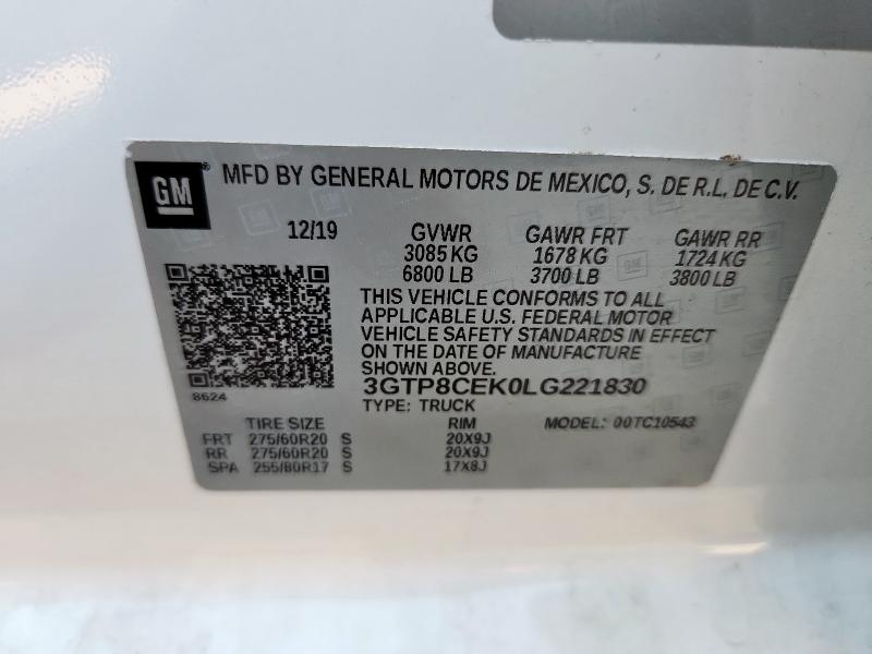 2020 GMC SIERRA C1500 ELEVATION 3GTP8CEK0LG221830