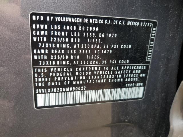 2022 VOLKSWAGEN TAOS SE IQ DRIVE 3VVLX7B2XNM090022