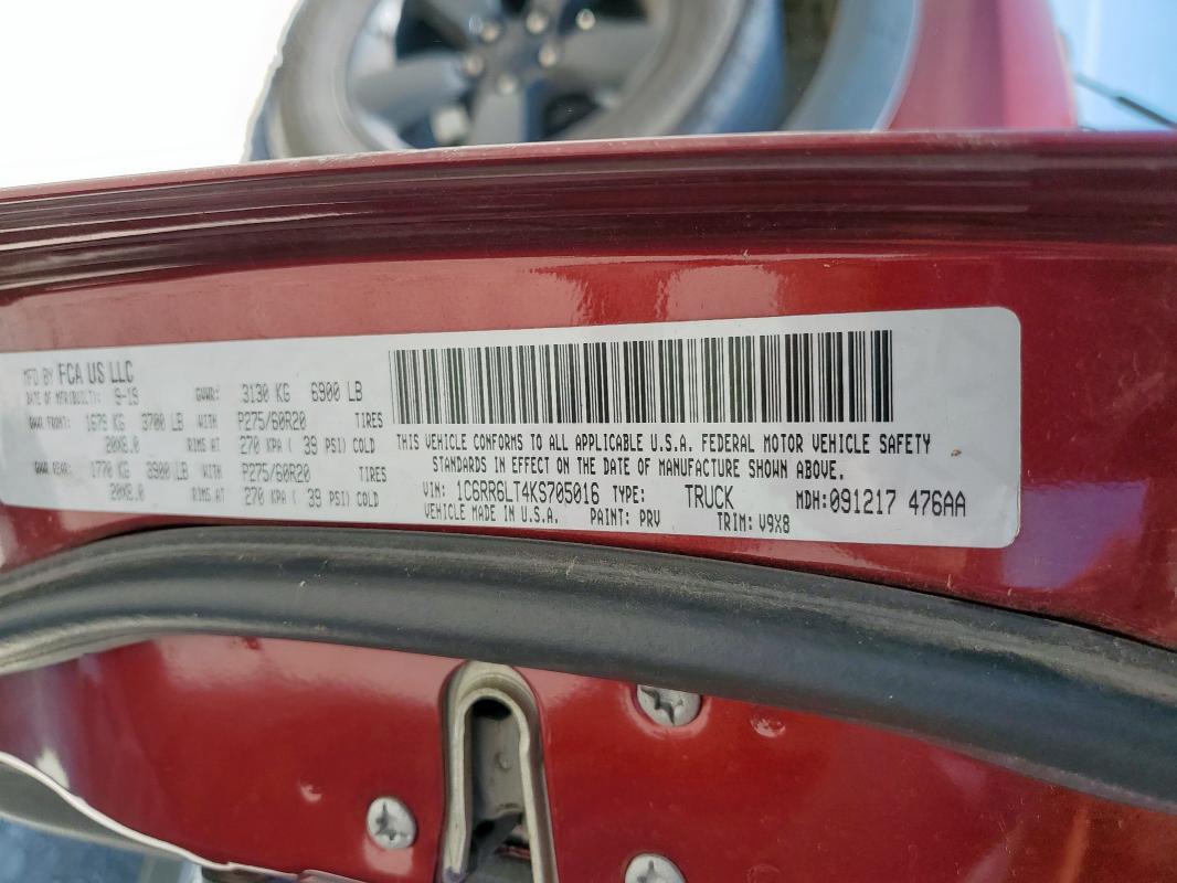2019 RAM 1500 CLASS 1C6RR6LT4KS705016