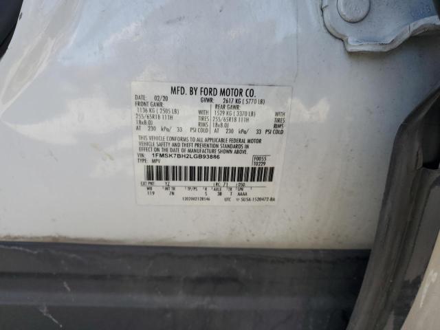 2020 FORD EXPLORER 1FMSK7BH2LGB93886