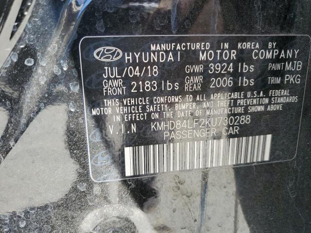 2019 HYUNDAI ELANTRA SEL KMHD84LF2KU730288