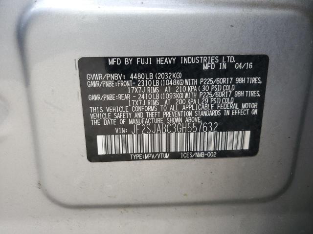 2016 SUBARU FORESTER 2 JF2SJABC3GH557632