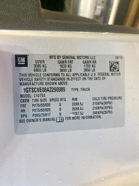 2010 GMC SIERRA C15 - 1GTSCVE08AZ290989