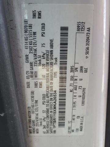 2021 FORD TRANSIT T- 1FTBR1Y8XMKA26534