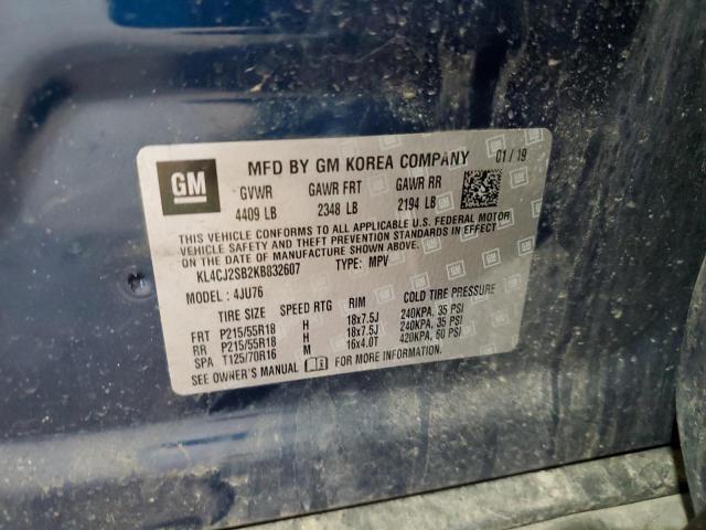 2019 BUICK ENCORE SPORT TOURING KL4CJ2SB2KB832607