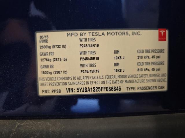 2015 TESLA MODEL S 70 5YJSA1S25FF086846
