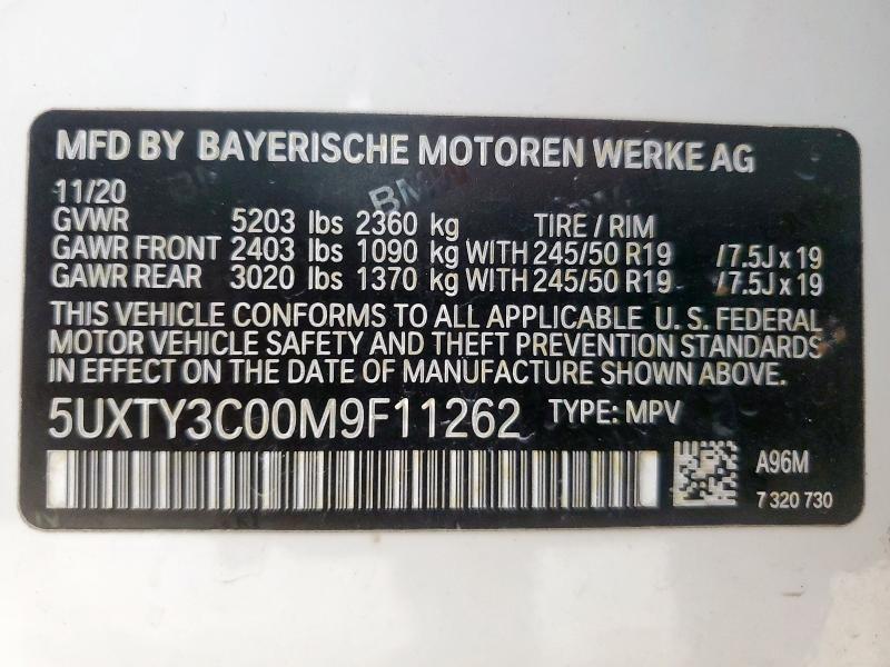 2021 BMW X3 SDRIVE3 - 5UXTY3C00M9F11262