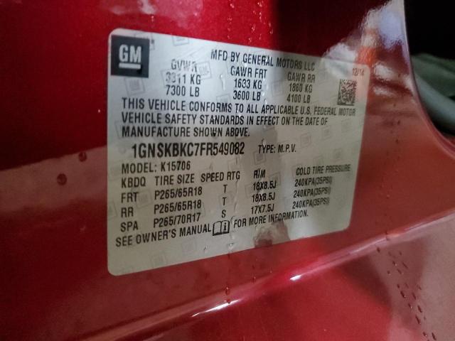 2015 CHEVROLET TAHOE K150 1GNSKBKC7FR549082