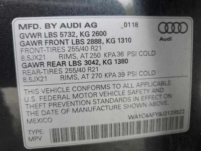 2018 AUDI SQ5 PRESTI WA1C4AFY9J2129522