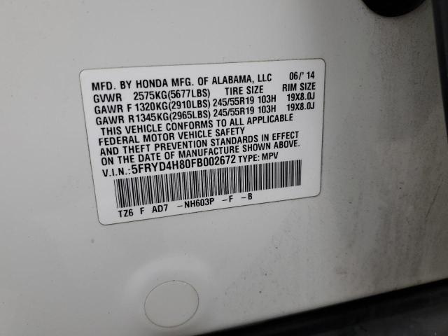 2015 ACURA MDX ADVANC 5FRYD4H80FB002672
