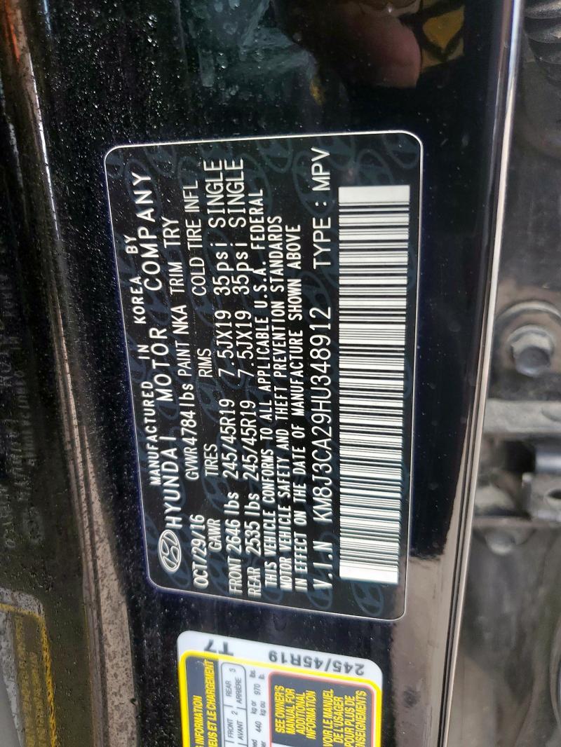 2017 HYUNDAI TUCSON LIM - KM8J3CA29HU348912