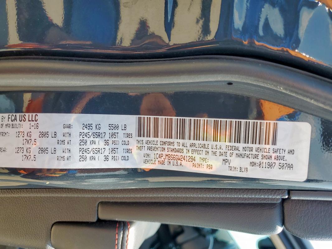 2016 JEEP CHEROKEE T 1C4PJMBS6GW241294