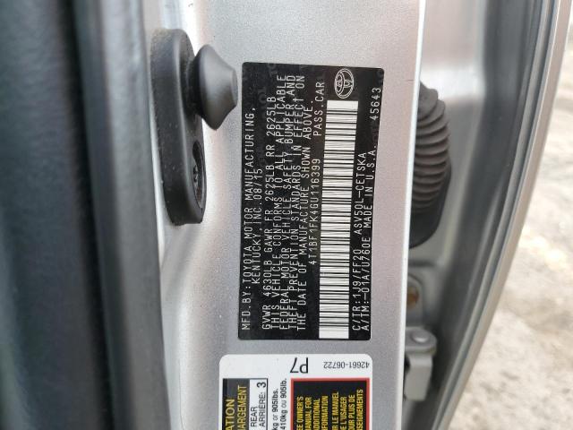 2016 TOYOTA CAMRY LE 4T1BF1FK4GU116399