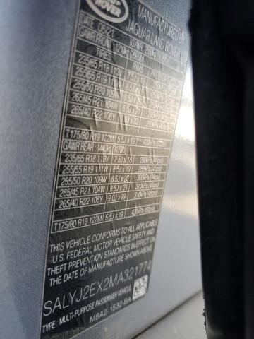 2021 LAND ROVER RANGE ROVE SALYJ2EX2MA321774