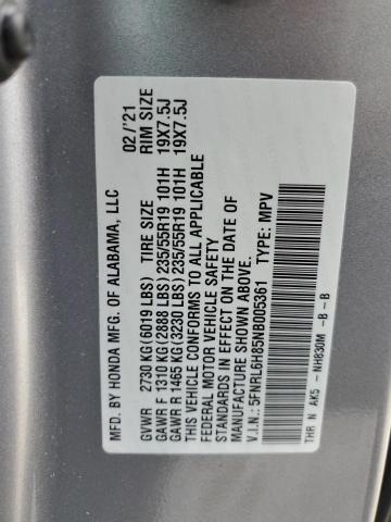 2022 HONDA ODYSSEY TO 5FNRL6H85NB005361