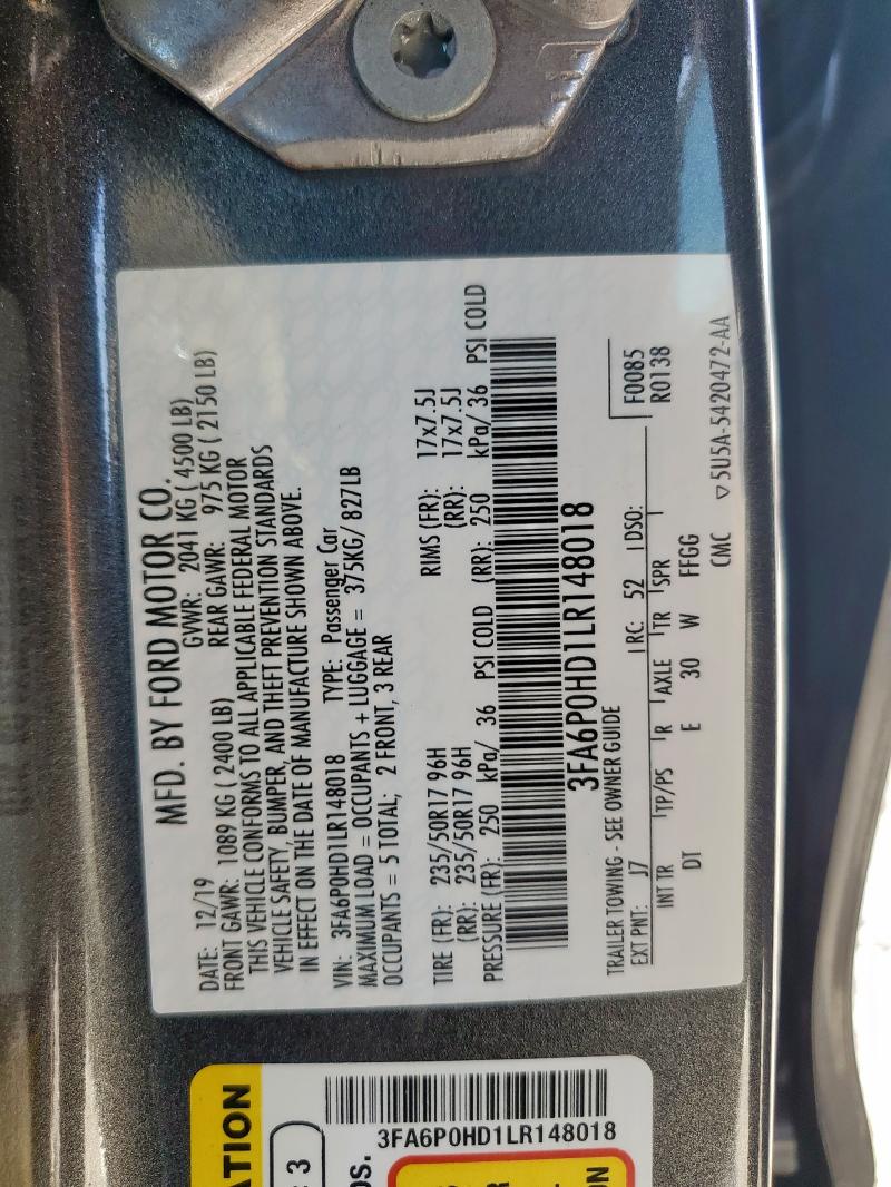 2020 FORD FUSION SE 3FA6P0HD1LR148018