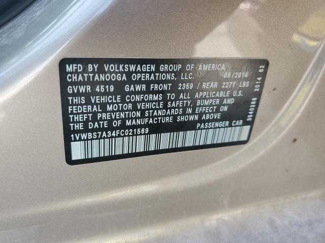 2015 VOLKSWAGEN PASSAT SE 1VWBS7A34FC021569