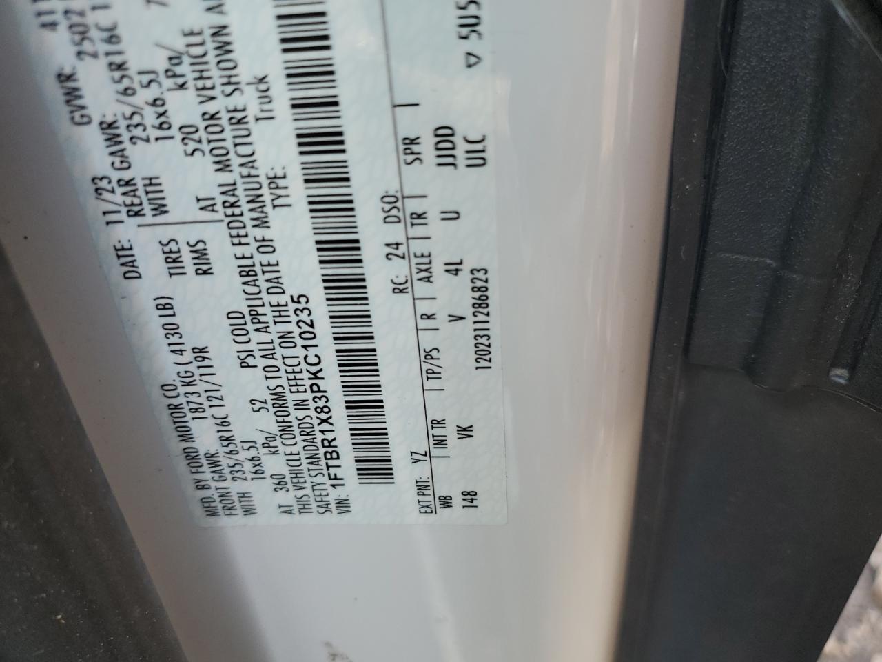 Lot #3315966103 2023 FORD TRANSIT T-