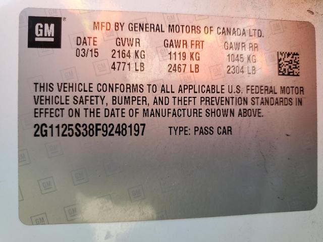 2015 CHEVROLET IMPALA LT 2G1125S38F9248197