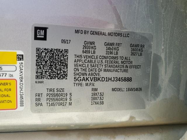 2017 BUICK ENCLAVE 5GAKVBKD1HJ345888
