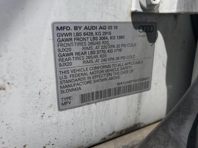 2019 AUDI Q7 PREMIUM PLUS WA1LHAF70KD038527