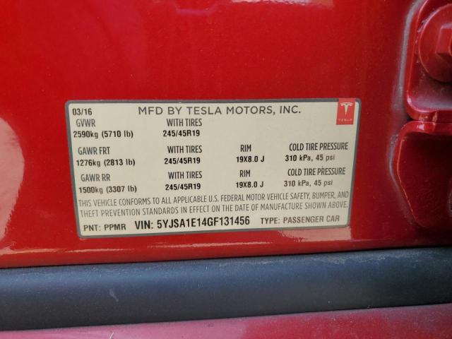 2016 TESLA MODEL S 5YJSA1E14GF131456