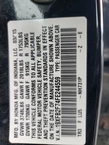 2015 HONDA CIVIC SE 19XFB2F74FE244559