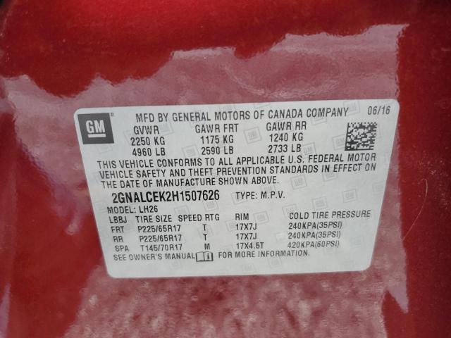 2017 CHEVROLET EQUINOX LT - 2GNALCEK2H1507626
