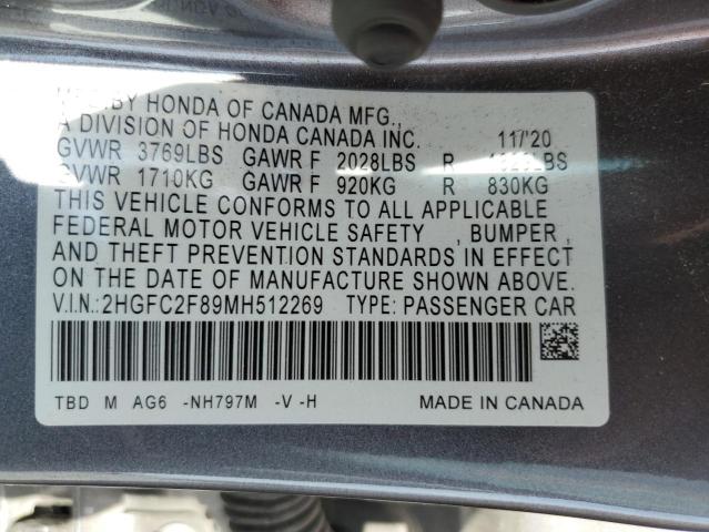2021 HONDA CIVIC SPOR - 2HGFC2F89MH512269