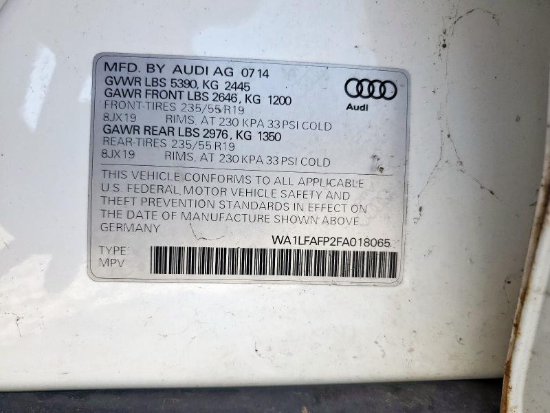 2015 AUDI Q5 PREMIUM WA1LFAFP2FA018065