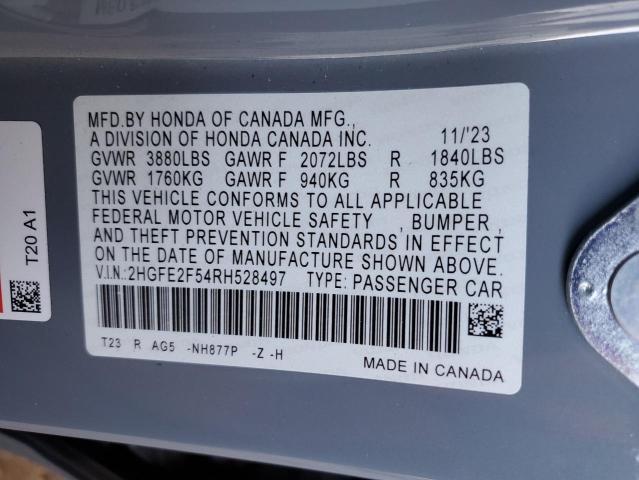 2024 HONDA CIVIC SPOR 2HGFE2F54RH528497