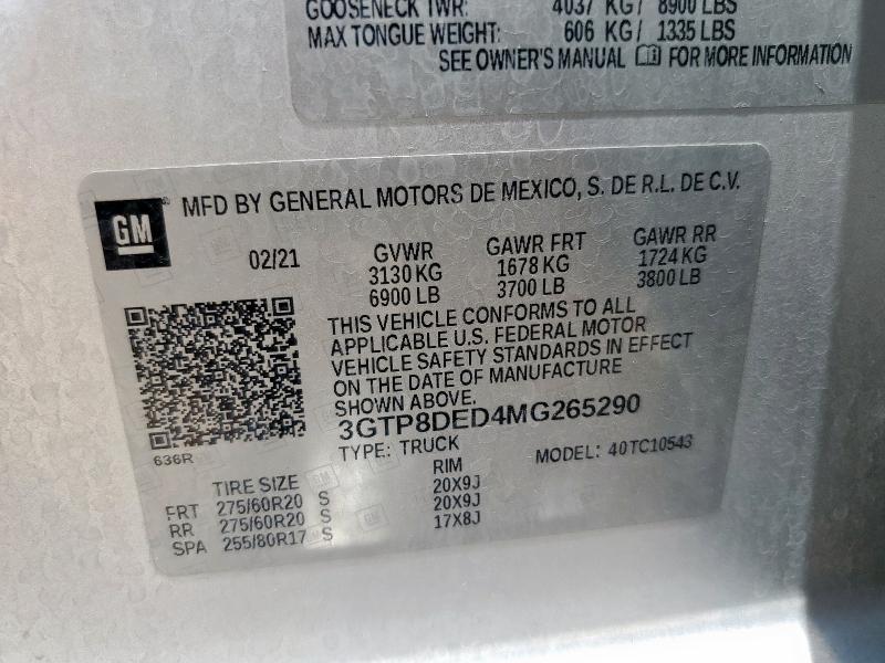 2021 GMC SIERRA C15 3GTP8DED4MG265290