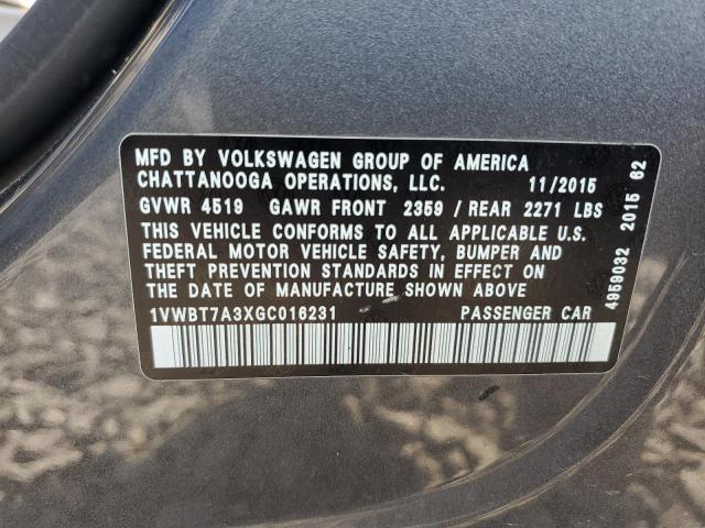 2016 VOLKSWAGEN PASSAT SE 1VWBT7A3XGC016231