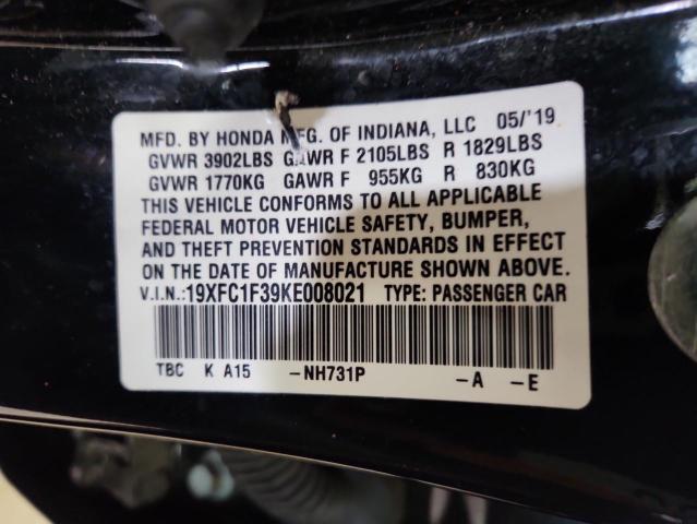 2019 HONDA CIVIC EX 19XFC1F39KE008021