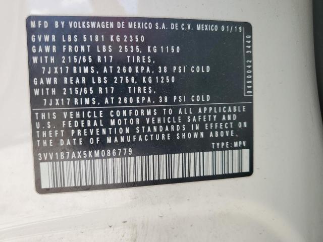 2019 VOLKSWAGEN TIGUAN S 3VV1B7AX5KM086779