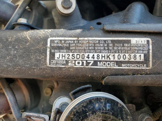 2017 HONDA CRF1000 JH2SD0448HK100381