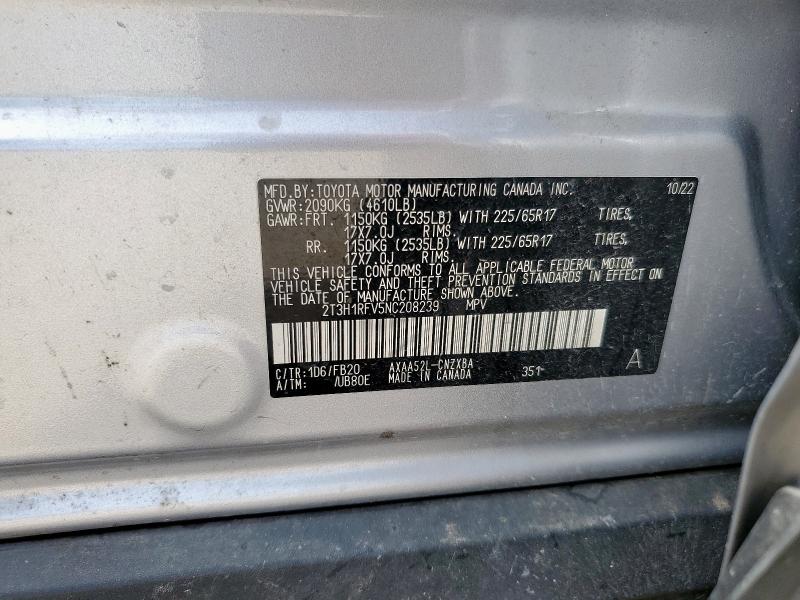 2022 TOYOTA RAV4 LE 2T3H1RFV5NC208239