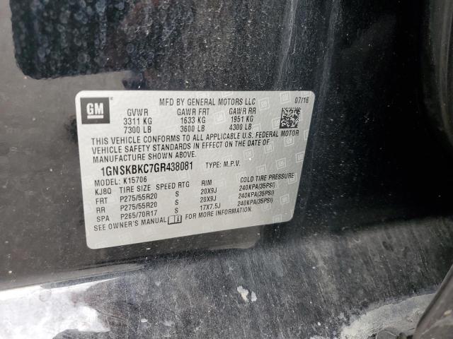 2016 CHEVROLET TAHOE K1500 LT 1GNSKBKC7GR438081