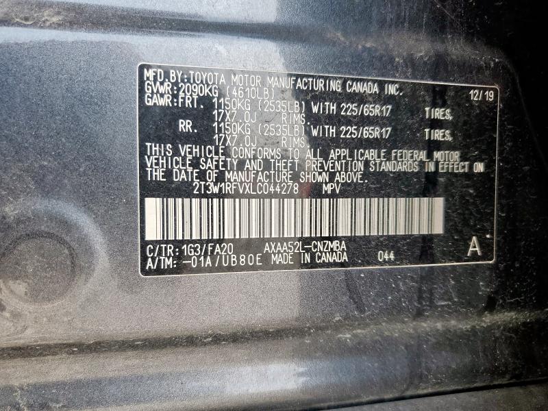 2020 TOYOTA RAV4 XLE 2T3W1RFVXLC044278