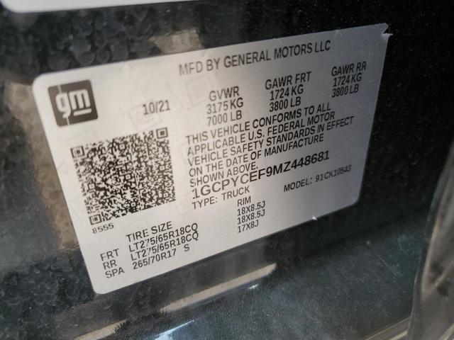 2021 CHEVROLET SILVERADO - 1GCPYCEF9MZ448681