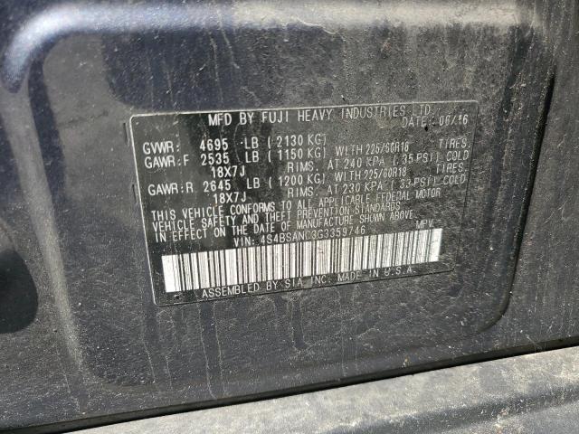 2016 SUBARU OUTBACK 4S4BSANC3G3359746
