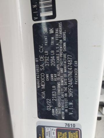 2022 KIA FORTE FE - 3KPF24AD7NE474877