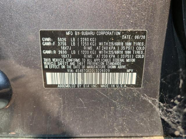 2020 SUBARU OUTBACK ON 4S4BTGKD2L3226029