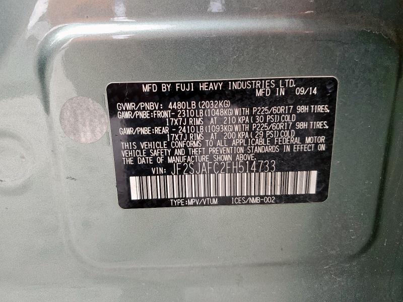 2015 SUBARU FORESTER 2 JF2SJAFC2FH514733