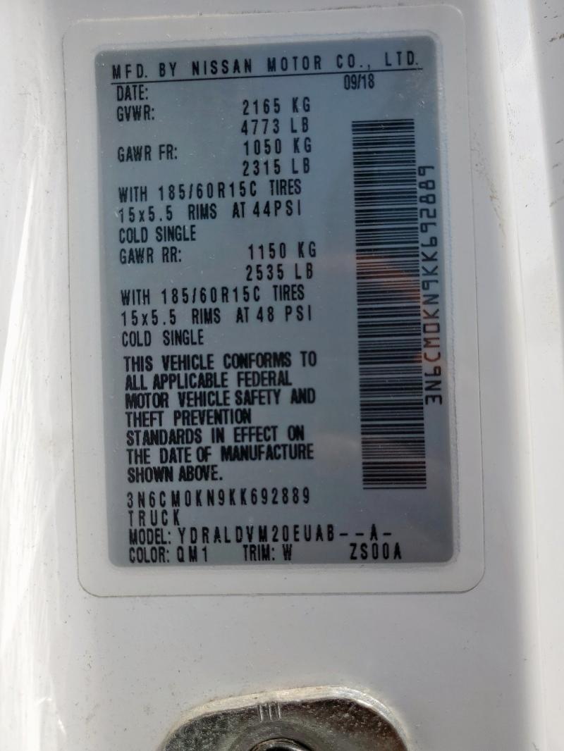 2019 NISSAN NV200 2.5S 3N6CM0KN9KK692889