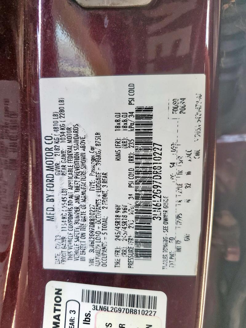 2013 LINCOLN MKZ - 3LN6L2G97DR810227