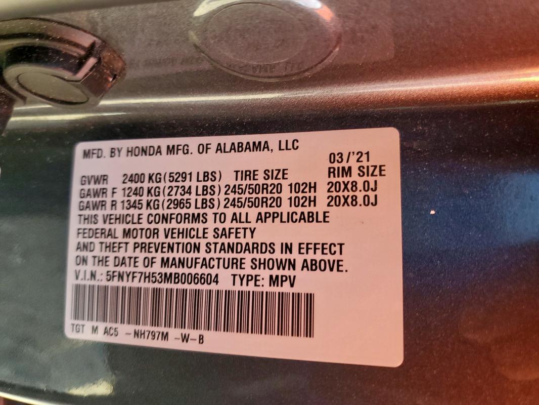 2021 HONDA PASSPORT E - 5FNYF7H53MB006604